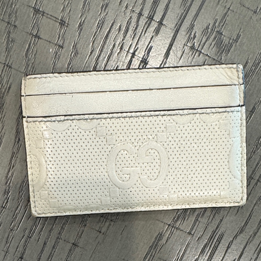 Gucci Cream Embossed Card Holder